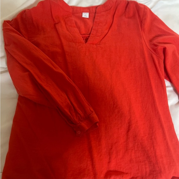 Linen long sleeve blouse size small orangey red - Picture 3 of 6